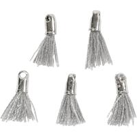 Creativ Company Tassel, l: 10 mm, gatgrootte 1 mm, grijs, 5 stuk/ 1 doos - thumbnail