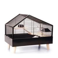 Beeztees Ayaz - Knaagdierkooi - Metaal - Houten poten - Zwart - 58x38x46 cm - thumbnail