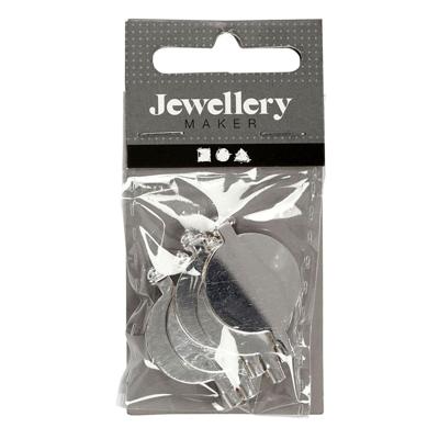 Creativ Company Brochespeld, d 20 mm, verzilverd, 5 stuk/ 1 doos