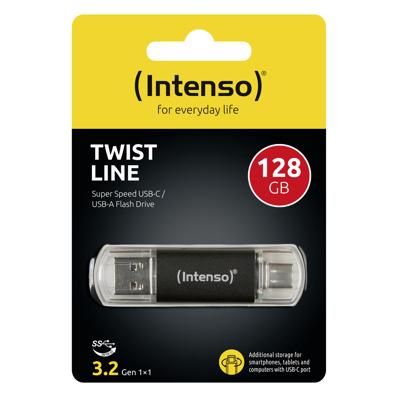Intenso Twist Line USB-stick 128 GB Antraciet 3539491 USB-A, USB-C, USB-A 3.1 Gen 1 Intenso Twist Line USB-stick 128 GB Antraciet 3539491 USB-A, USB-C, USB-A 3.1 Gen 1