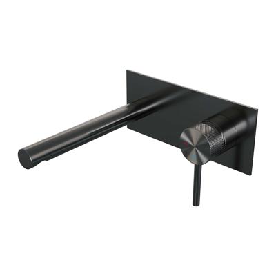 BRAUER Gunmetal Carving inbouw wastafelmengkraan met rechte uitloop en afdekplaat model A1 gunmetal geborsteld PVD