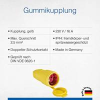 AS Schwabe 62413 Koppeling met randaarde Rubber 230 V Geel IP44 - thumbnail