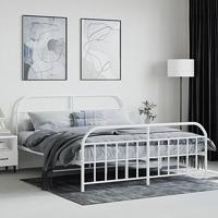 Bedframe met hoofd- en voeteneinde metaal wit 180x200 cm - thumbnail