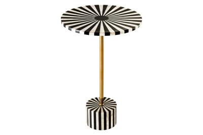 Been Inleg Bijzettafel HARMONY NATURE 55cm Zwart Wit Ingelegd Arts & Crafts - 44856