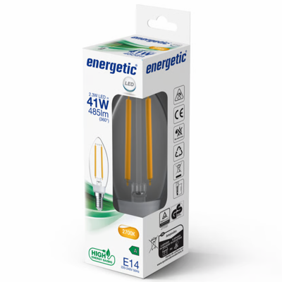 A Klasse E14 C35 2.3W led lamp 2700K 485 Lumen