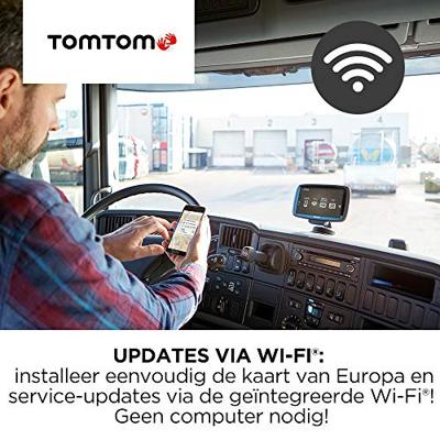 TomTom truck navigatie GO Professional 6200, 6 inch, Maps Europa en Traffic via ingebouwde SIM, specifieke services voor vrachtwagen, bus, bestelbus en andere grote voertuigen