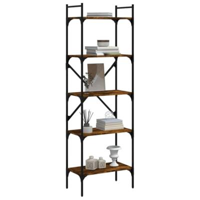 Boekenkast 5-laags 56x31,5x174 cm bewerkt hout gerookt eiken