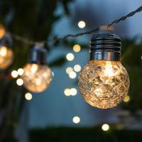 Solar lichtslinger diamond met 10 warm witte led lampen - thumbnail