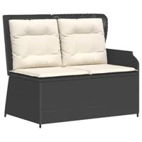 5-delige Loungeset met kussens poly rattan zwart - thumbnail