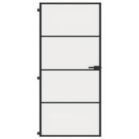 VidaXL Binnendeur smal 93x201,5 cm gehard glas en aluminium zwart - thumbnail