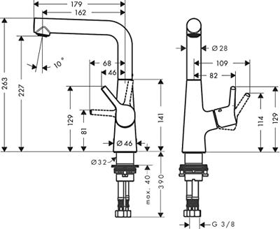 Hansgrohe Talis Ss wastafelkraan 210 120° draaibaar met waste chroom 72105000 Hansgrohe Talis Ss wastafelkraan 210 120° draaibaar met waste chroom 72105000