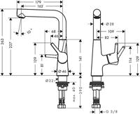 Hansgrohe Talis Ss wastafelkraan 210 120° draaibaar met waste chroom 72105000 - thumbnail