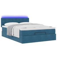 Ottoman bed met matras en LED's 140x190cm fluweel donkerblauw - thumbnail