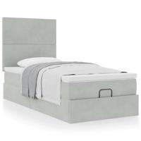 Ottoman bed met matrassen 80x200cm fluweel lichtgrijs - thumbnail