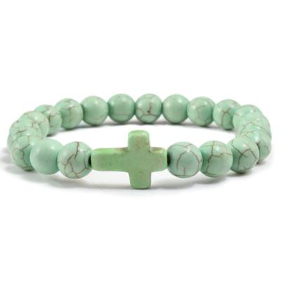 Memphis Kralen Armband met Natuursteen Kruis - Appelgroen Memphis Kralen Armband met Natuursteen Kruis - Appelgroen