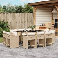 11-delige Tuinset met kussens poly rattan beige - thumbnail