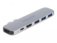 Delock USB C HUB voor MacBook, 6-in-1, USB-C adapter, Thunderbolt 3 Mini Dock, 2 x HDMI 4K, 3X USB 3.0, USB-C PD 60 Watt, 87753 - thumbnail
