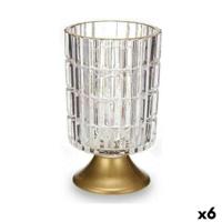 Led-lantaarn Transparant Gouden Glas 10,7 x 18 x 10,7 cm (6 Stuks) - thumbnail