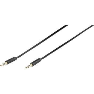 Vivanco 46130 Jackplug Audio Aansluitkabel [1x Jackplug male 3,5 mm - 1x Jackplug male 3,5 mm] 0.30 m Zwart Plat