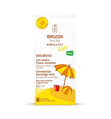 Weleda Edelweiss zonnelotion gevoelige huid SPF30 150 Milliliter
