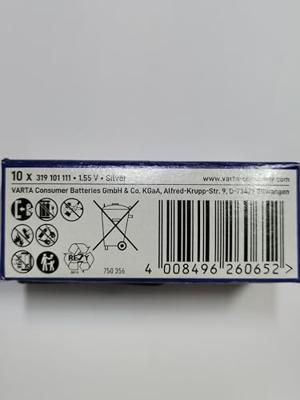 1 x Varta knoopcel V319/SR64/615/280-60/SR527SW/SB-AE/319/V19