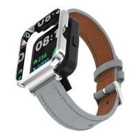 Leren band met case - Grijs - Xiaomi Redmi Watch 2 (Lite) - thumbnail