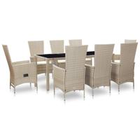 9-delige Tuinset met kussens poly rattan beige - thumbnail