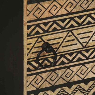 Nachtkastjes 2 st 40x33,5x46 cm massief ruw mangohout zwart