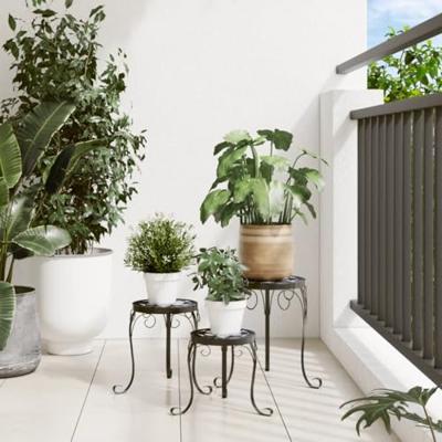 VidaXL Plantenstandaards 3 st keramiek zwart en wit