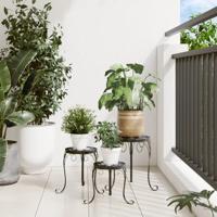 Plantenstandaards 3 st keramiek zwart en wit - thumbnail