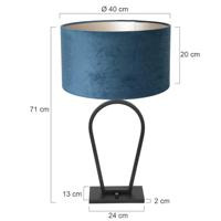 Steinhauer Zwarte schemerlampStang met blauwe velours kap - 3510ZW - thumbnail