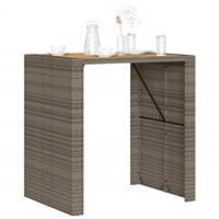 Tuintafel met acaciahouten blad 105x80x110 cm poly rattan grijs - thumbnail