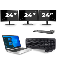 HP EliteBook 845 G7 - AMD Ryzen 7 PRO 4750U - 14 inch - 8GB RAM - 256GB SSD - Windows 10 Home + 3x 24 inch Monitor - thumbnail