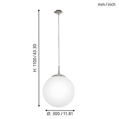 Eglo HanglampRondo glas 30cm metaalgrijs met wit - 85263