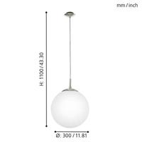 Eglo HanglampRondo glas 30cm metaalgrijs met wit - 85263 - thumbnail