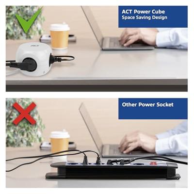 ACT AC2420 Stekkerdoos + USB-C/A - thumbnail