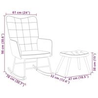 Schommelstoel met krukje fluweel wijnrood - thumbnail