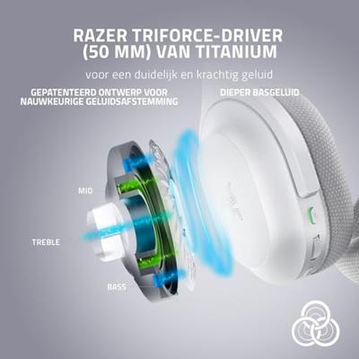 RAZER Barracuda Over Ear headset Kabel, Bluetooth, Radiografisch Stereo Kwarts, Pink Volumeregeling, Microfoon uitschakelbaar (mute) Gamen