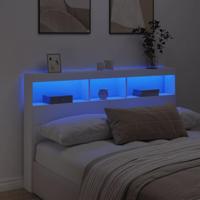 Hoofdbordkast met LED-verlichting 160x17x102 cm wit - thumbnail