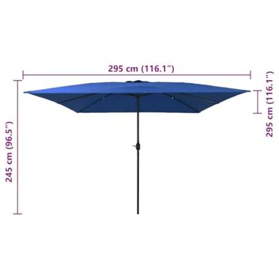 VidaXL Tuinparasol azurblauw 295 x 295 x 245 cm polyester en staal VidaXL Tuinparasol azurblauw 295 x 295 x 245 cm polyester en staal
