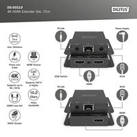 Digitus DS-55519 1 poort HDMI Extender set Zwart - thumbnail