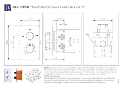 Douchekraan Best Design Verona Thermostatisch + Inbouwdeel 2-Weg 1/2"