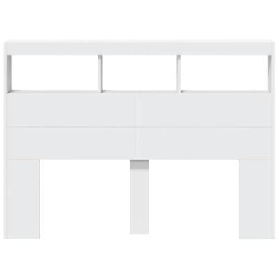 Hoofdbordkast met LED-verlichting 140x17x102 cm wit