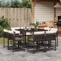 9-delige Tuinset met kussens poly rattan bruin - thumbnail