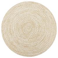VidaXL Vloerkleed handgemaakt 120 cm jute wit en naturel - thumbnail