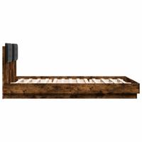Bedframe met hoofdbord en LED gerookt eikenkleur 150x200 cm - thumbnail