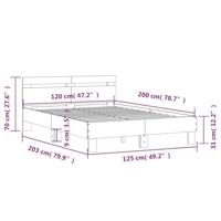 Bedframe met hoofdeinde en LED sonoma eikenkleurig 120x200 cm - thumbnail