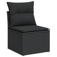 8-delige Loungeset met kussens poly rattan zwart - thumbnail