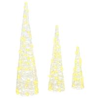 Kerstboom met 90 LED 3 pcs Warmwit 40 cm 60 cm 80 cm Acryl - thumbnail