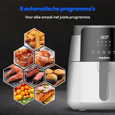 Heteluchtfriteuse - MEDION - MD13030 - Digitaal - Airfryer - 1500 watt - 60 min timer - Tot 200°C - 4,7 L - Wit